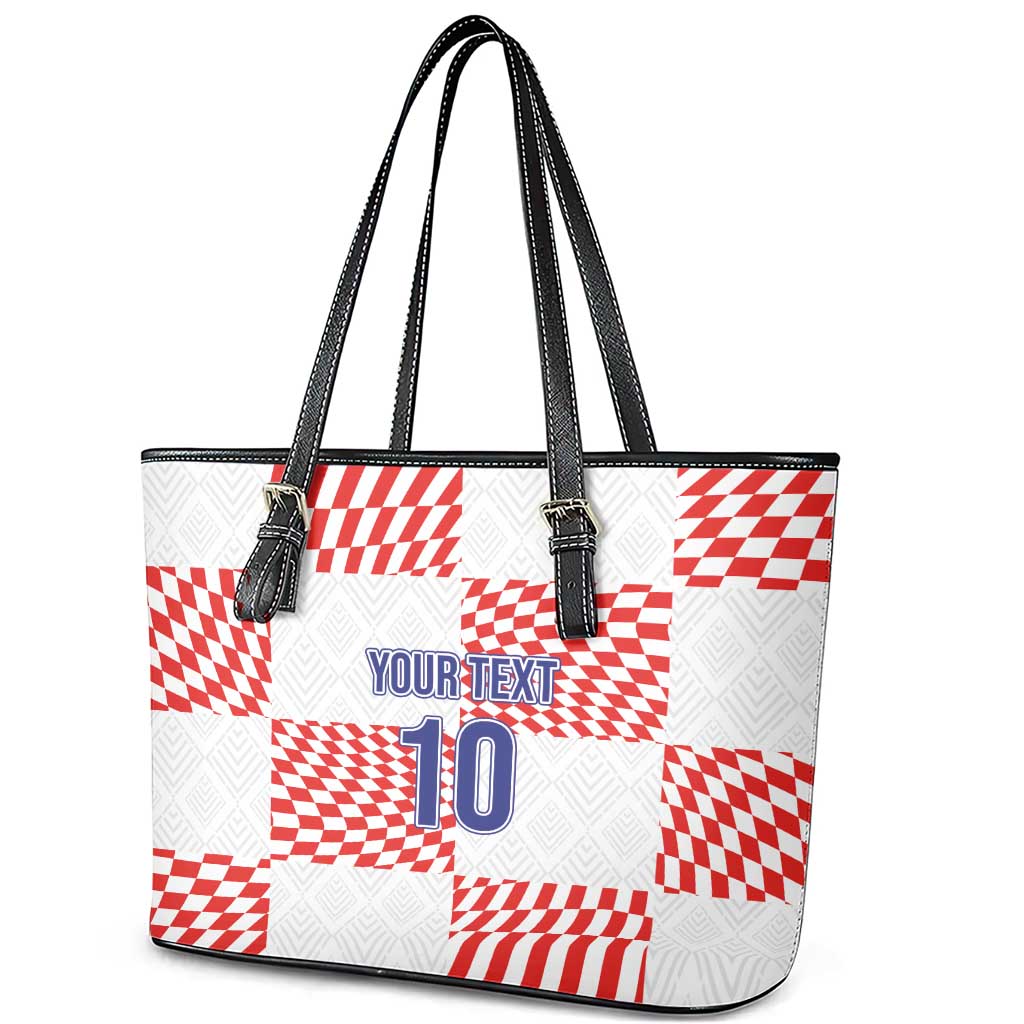 Custom Croatia Football Champion 2024 Leather Tote Bag LT03