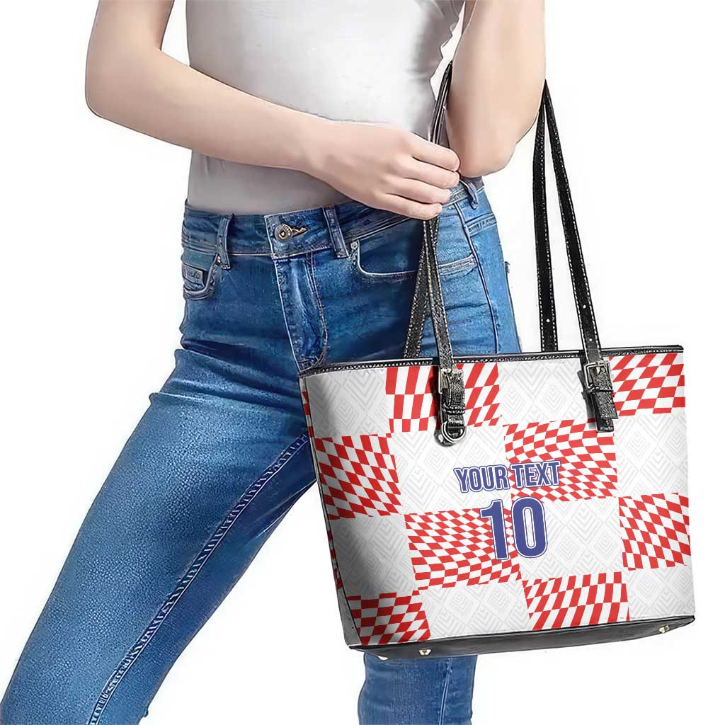 Custom Croatia Football Champion 2024 Leather Tote Bag LT03
