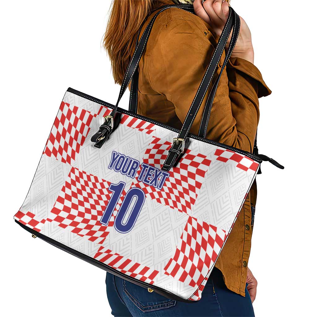 Custom Croatia Football Champion 2024 Leather Tote Bag LT03