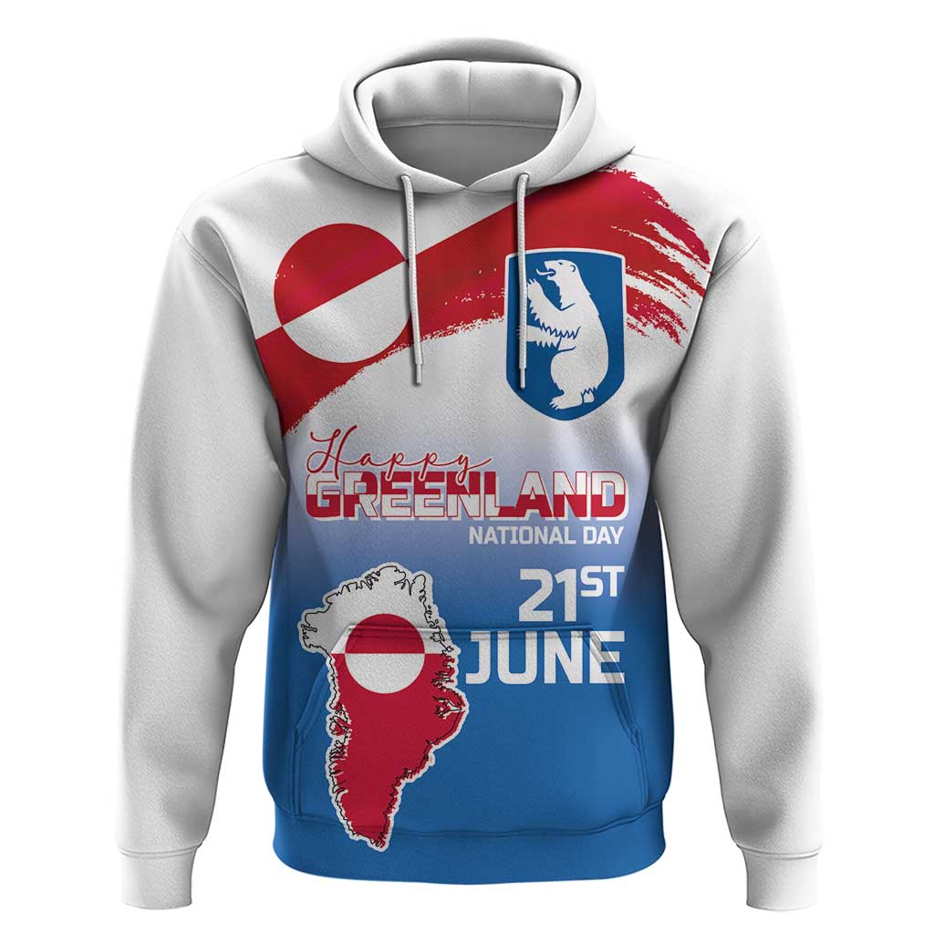 Greenland National Day Hoodie National Country Flag and Emblem with The Map LT03