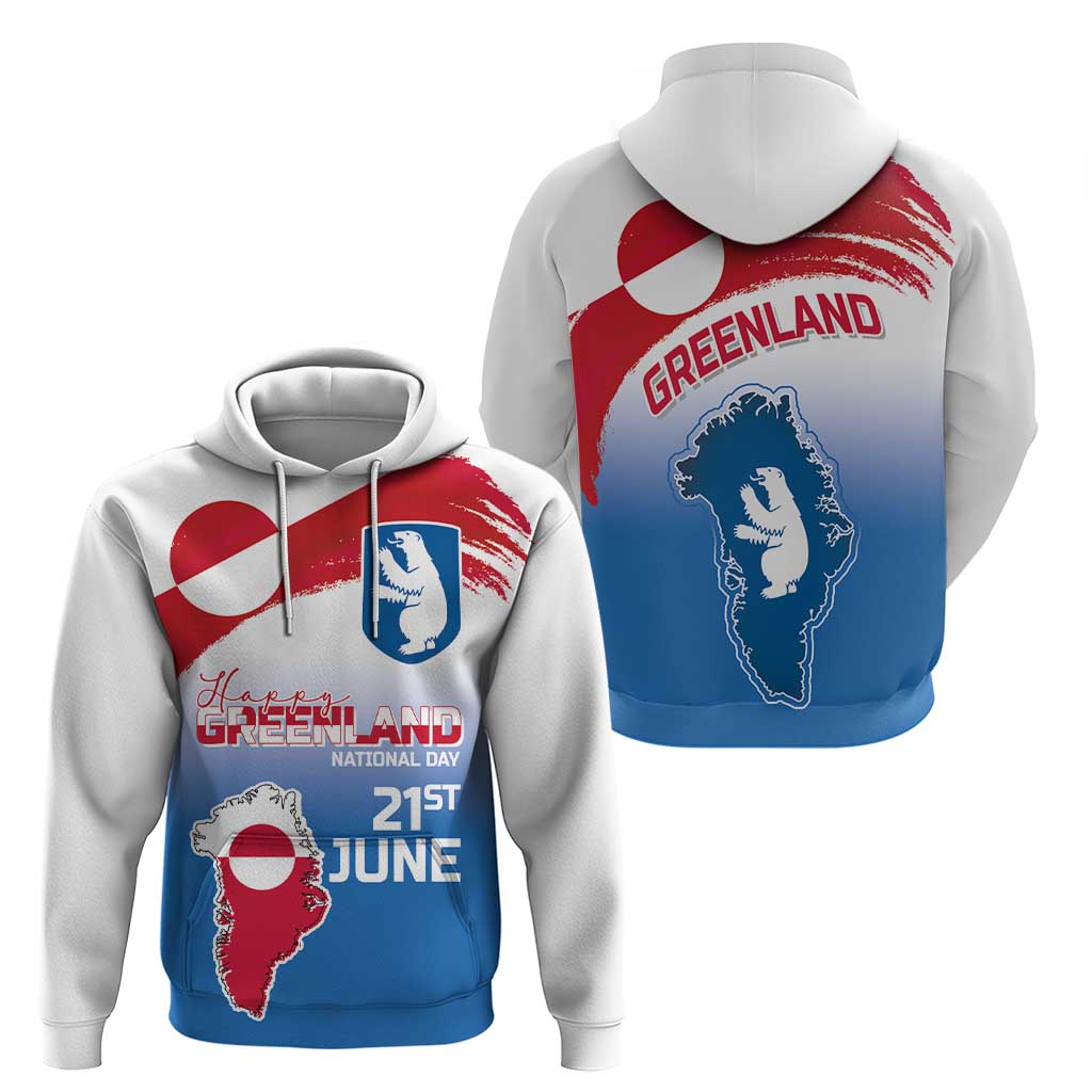 Greenland National Day Hoodie National Country Flag and Emblem with The Map LT03