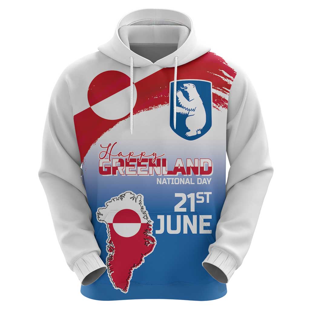 Greenland National Day Hoodie National Country Flag and Emblem with The Map LT03