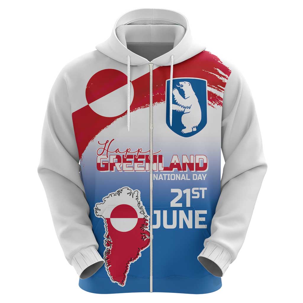 Greenland National Day Hoodie National Country Flag and Emblem with The Map LT03