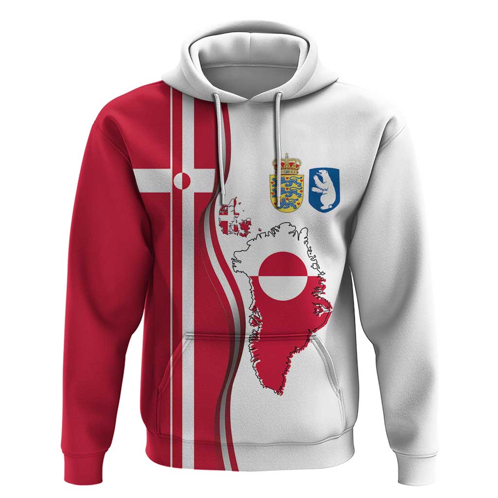 Greenland and Denmark Together Hoodie National Country Map and Flag Style LT03