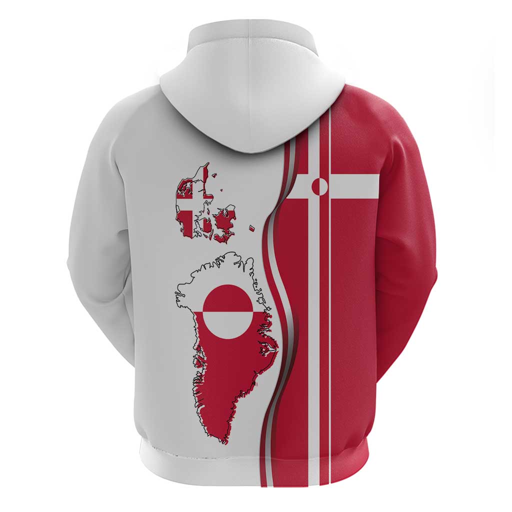 Greenland and Denmark Together Hoodie National Country Map and Flag Style LT03