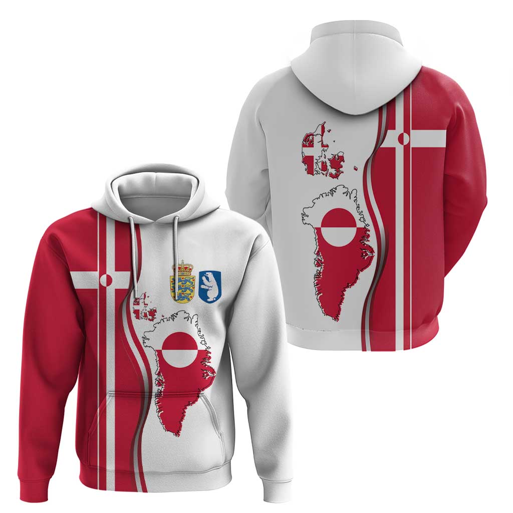 Greenland and Denmark Together Hoodie National Country Map and Flag Style LT03