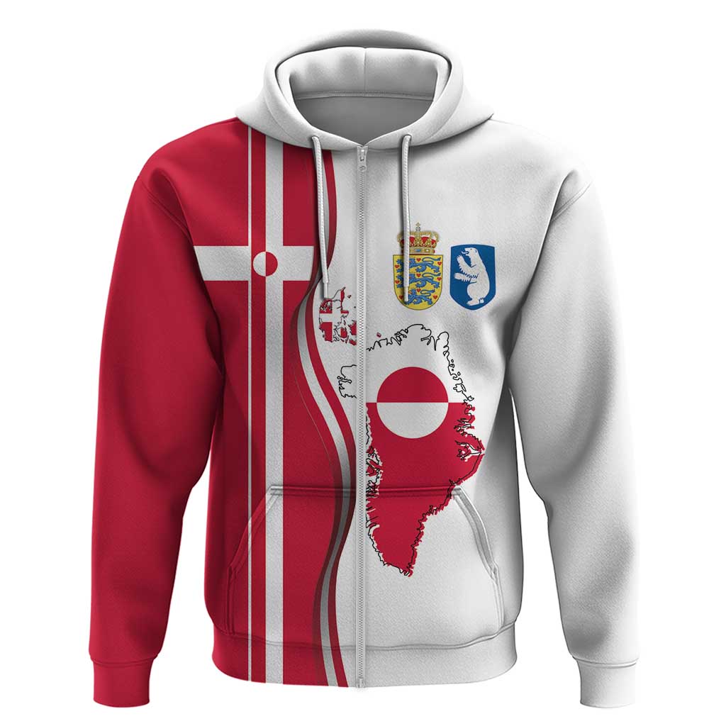 Greenland and Denmark Together Hoodie National Country Map and Flag Style LT03