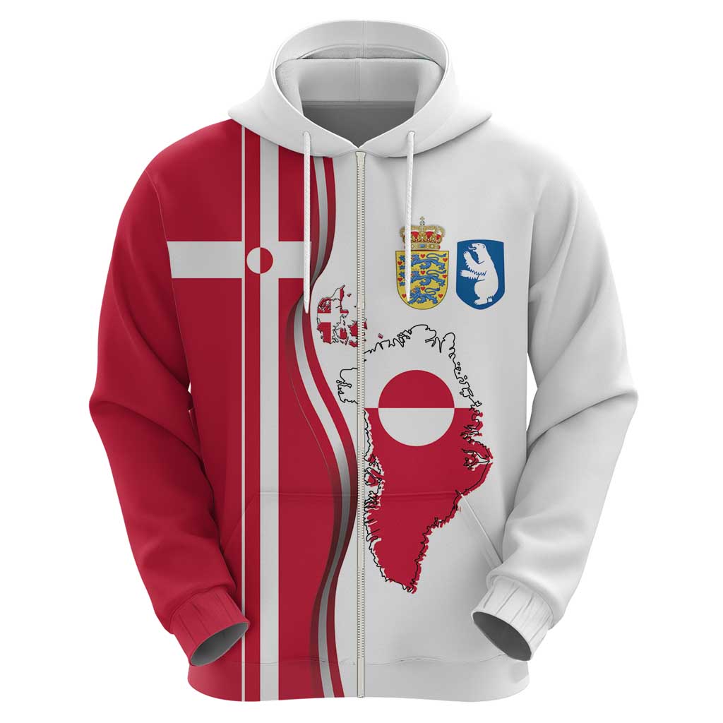 Greenland and Denmark Together Hoodie National Country Map and Flag Style LT03