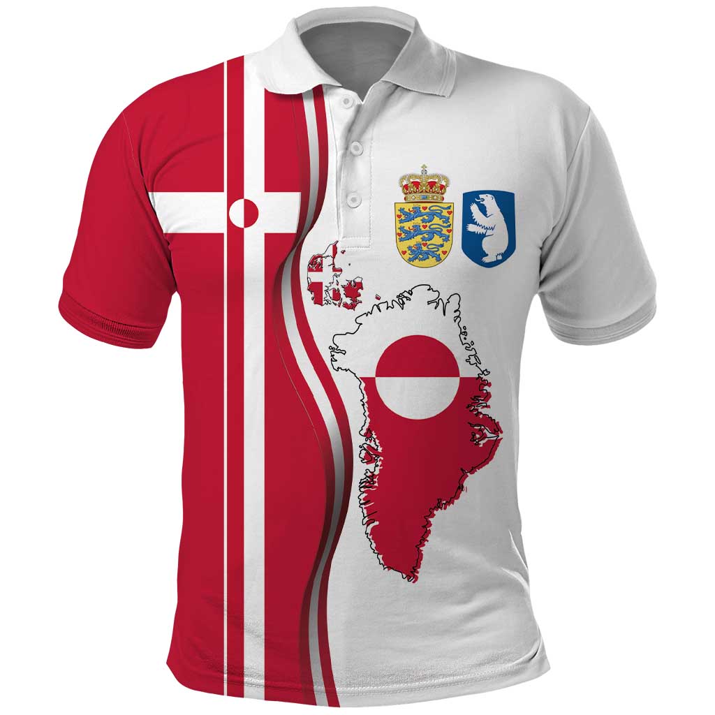 Greenland and Denmark Together Polo Shirt National Country Map and Flag Style LT03