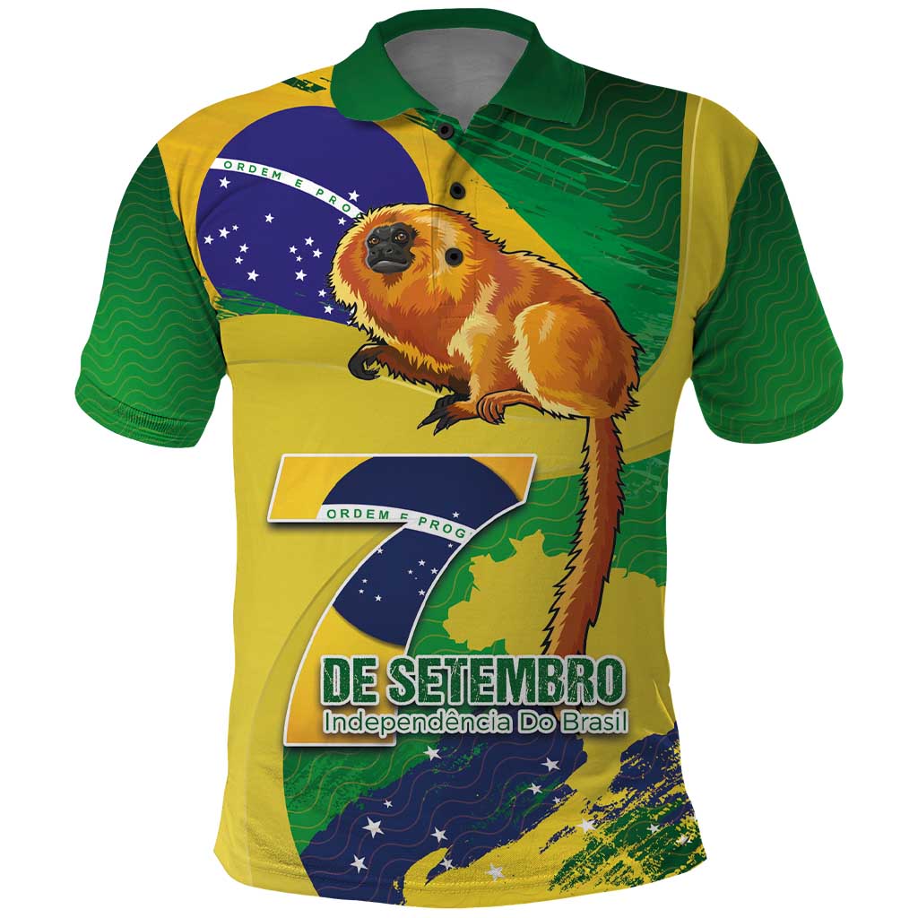 Brazil Independence Day Polo Shirt Sete de Setembro and Golden Lion Tamarin LT03