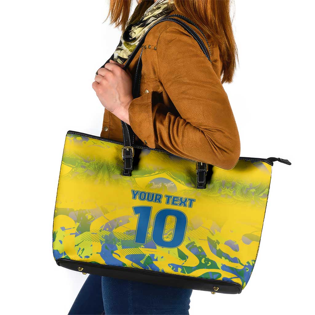 Custom Brazil Football Champion 2024 Leather Tote Bag LT03