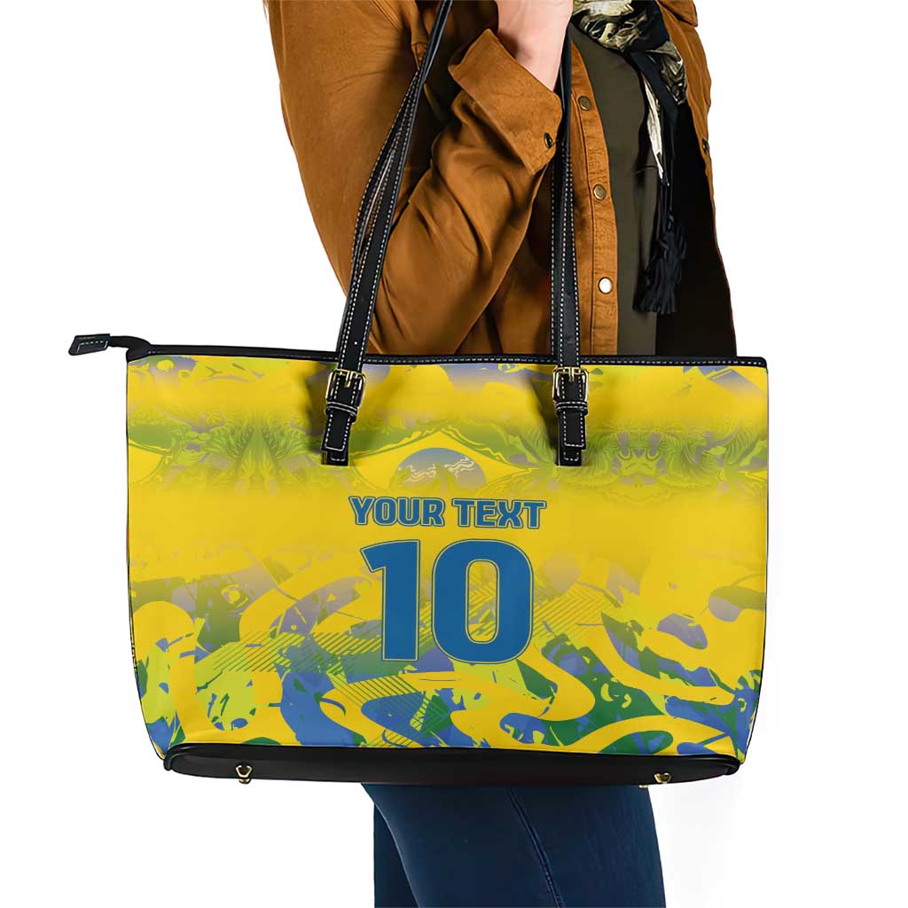 Custom Brazil Football Champion 2024 Leather Tote Bag LT03