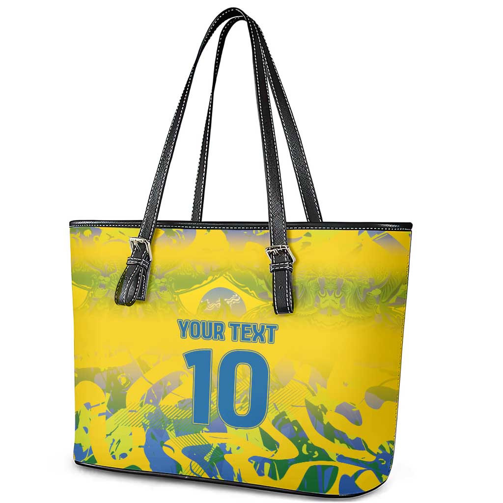 Custom Brazil Football Champion 2024 Leather Tote Bag LT03
