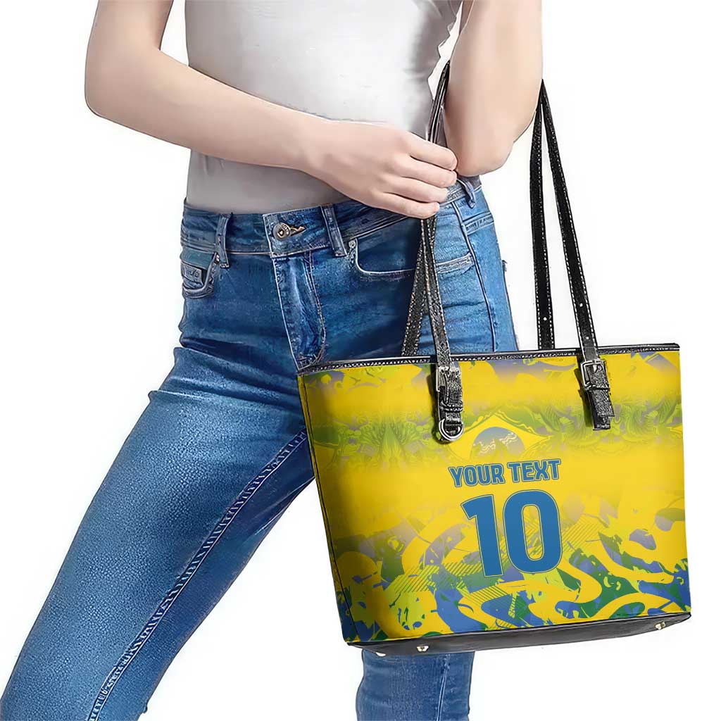 Custom Brazil Football Champion 2024 Leather Tote Bag LT03
