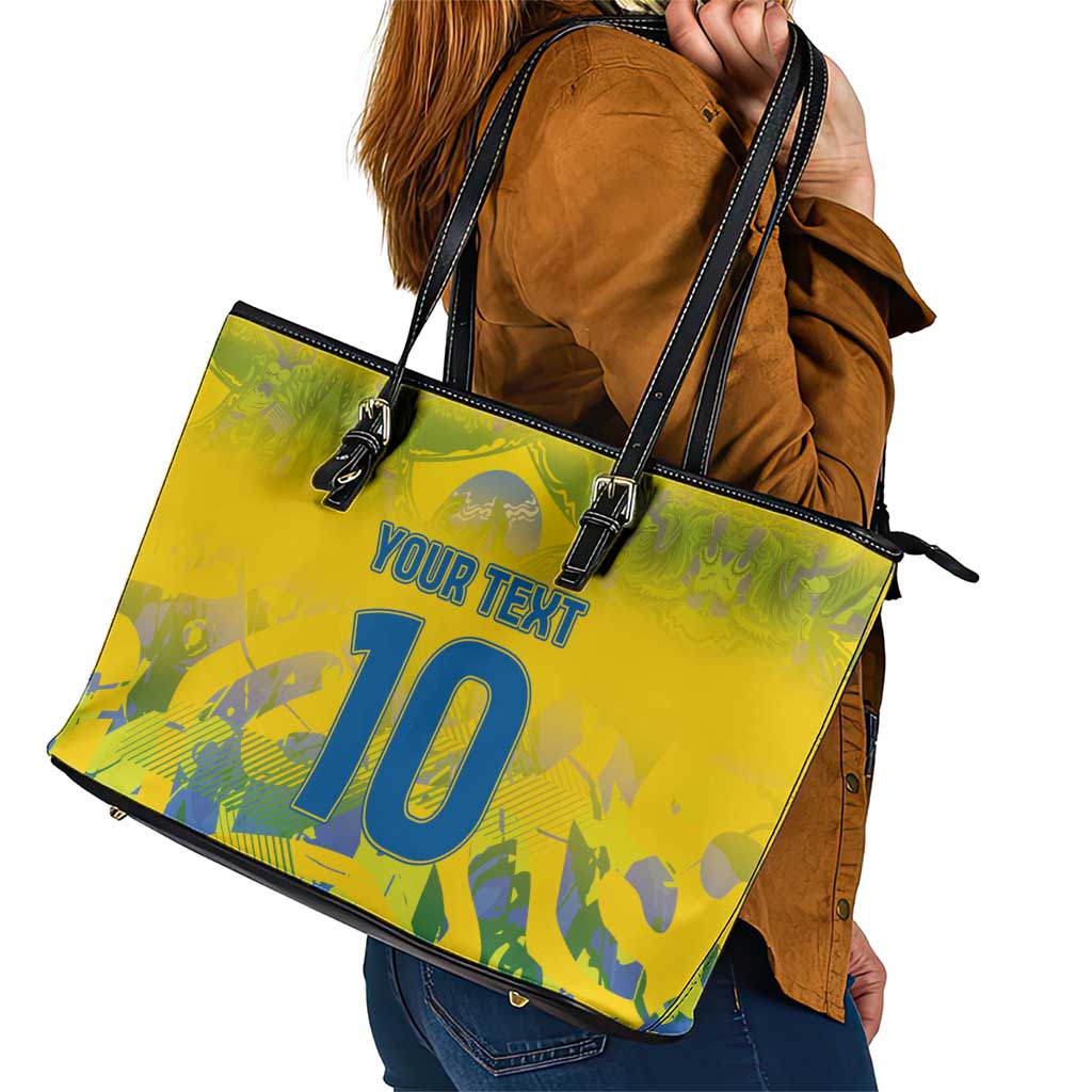 Custom Brazil Football Champion 2024 Leather Tote Bag LT03
