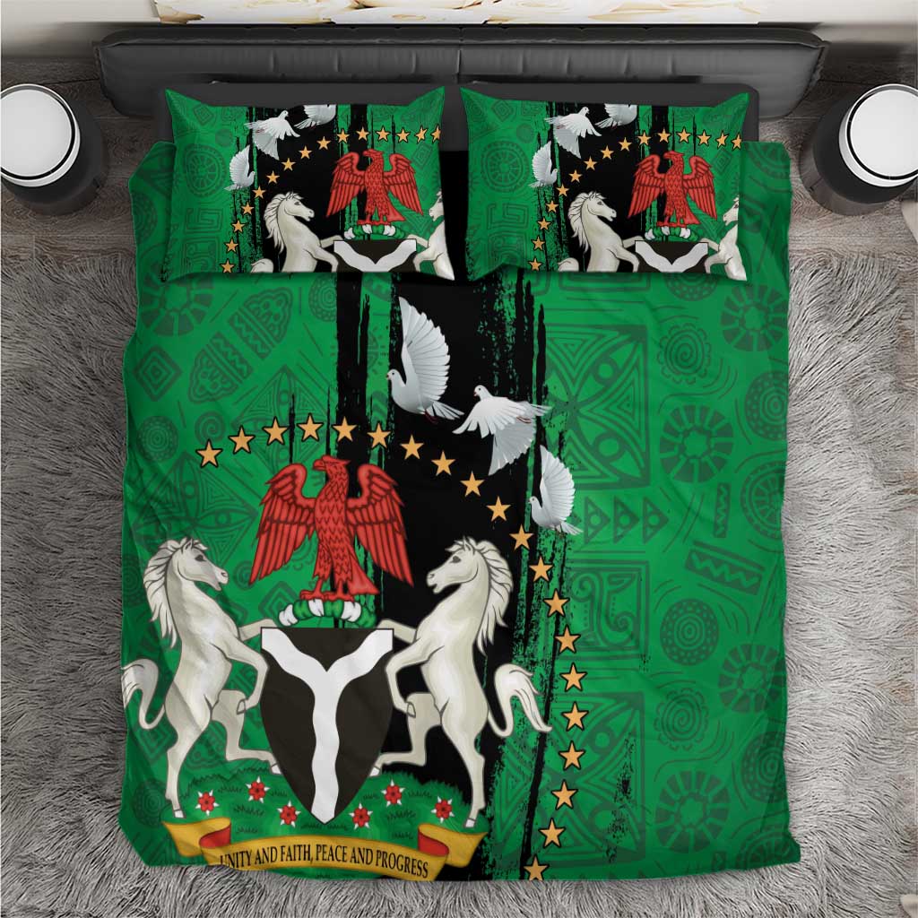 Nigeria Independence Day Bedding Set - National Seal with Peace Dove - African Pattern LT03
