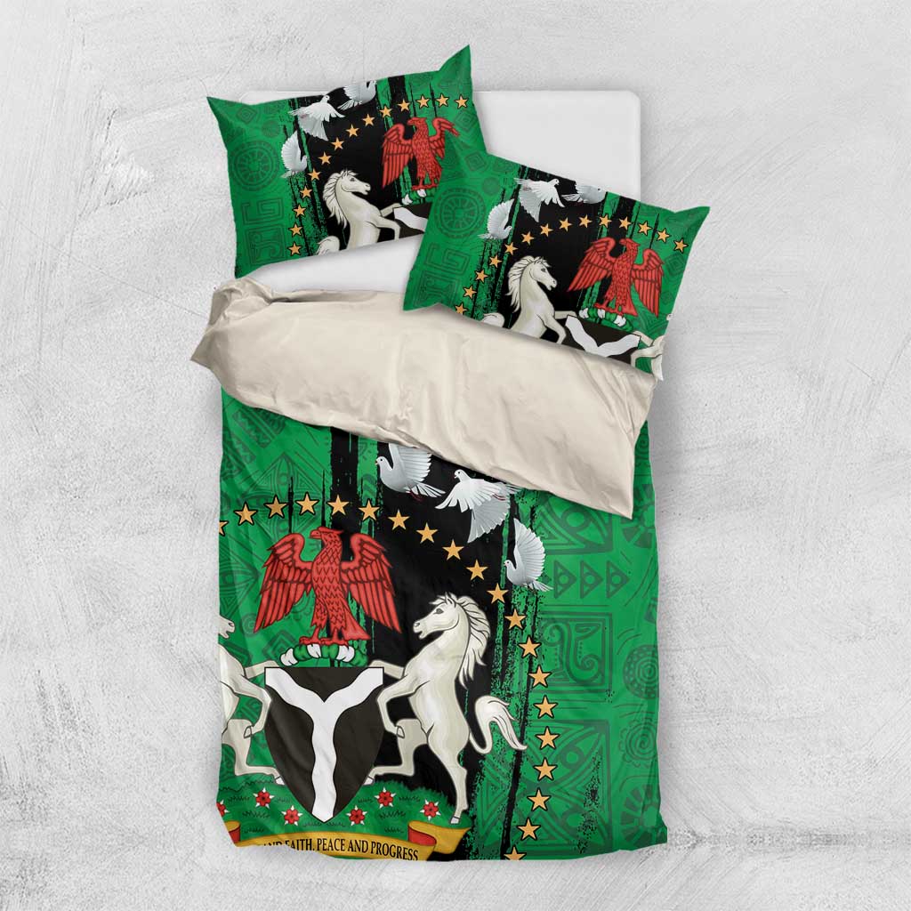 Nigeria Independence Day Bedding Set - National Seal with Peace Dove - African Pattern LT03