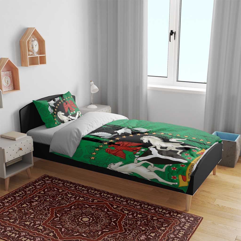 Nigeria Independence Day Bedding Set - National Seal with Peace Dove - African Pattern LT03