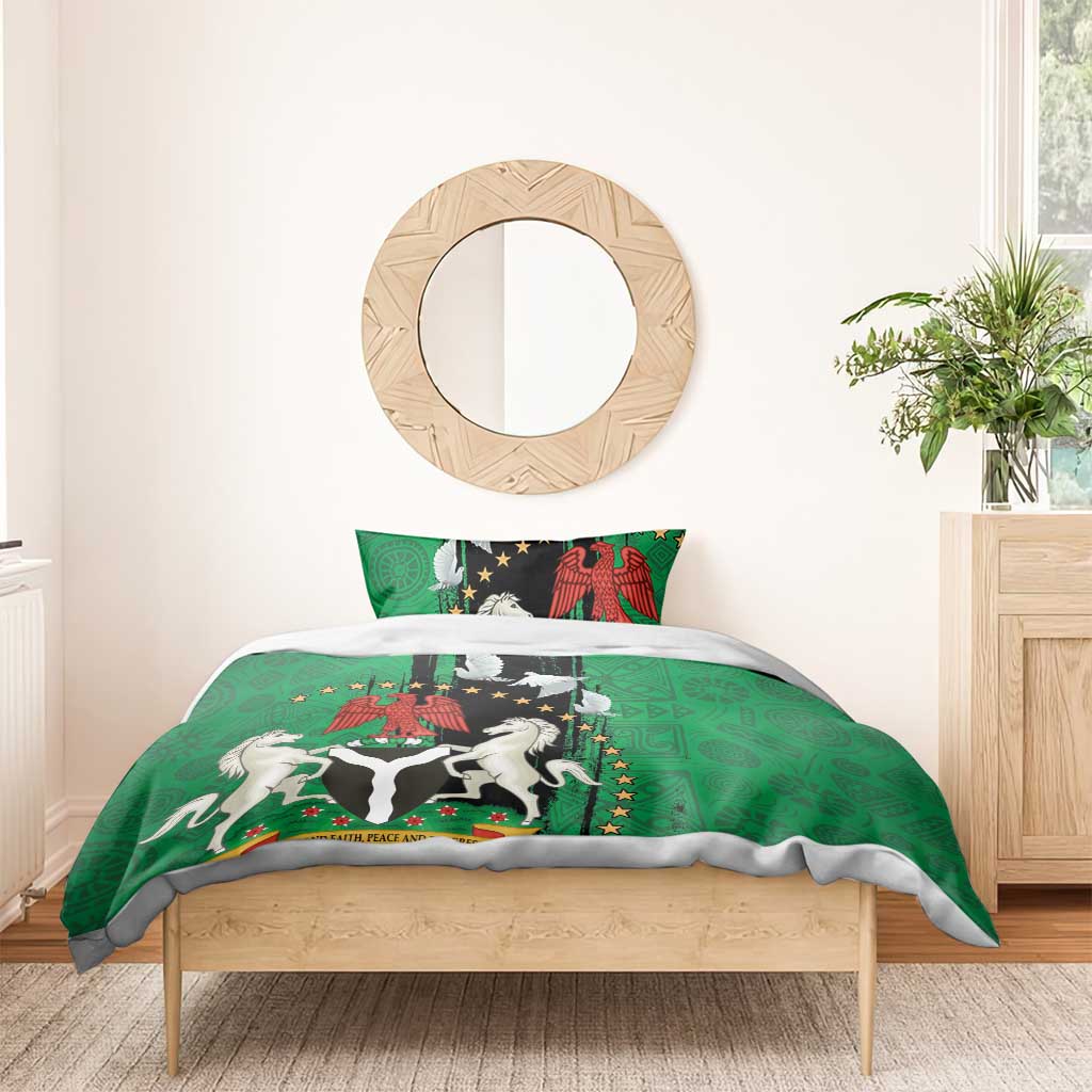 Nigeria Independence Day Bedding Set - National Seal with Peace Dove - African Pattern LT03
