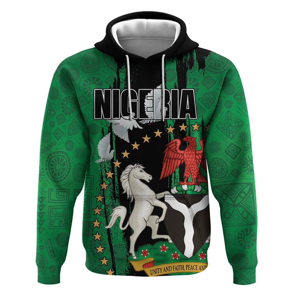 Nigeria Independence Day Hoodie National Seal with Peace Dove African Pattern LT03