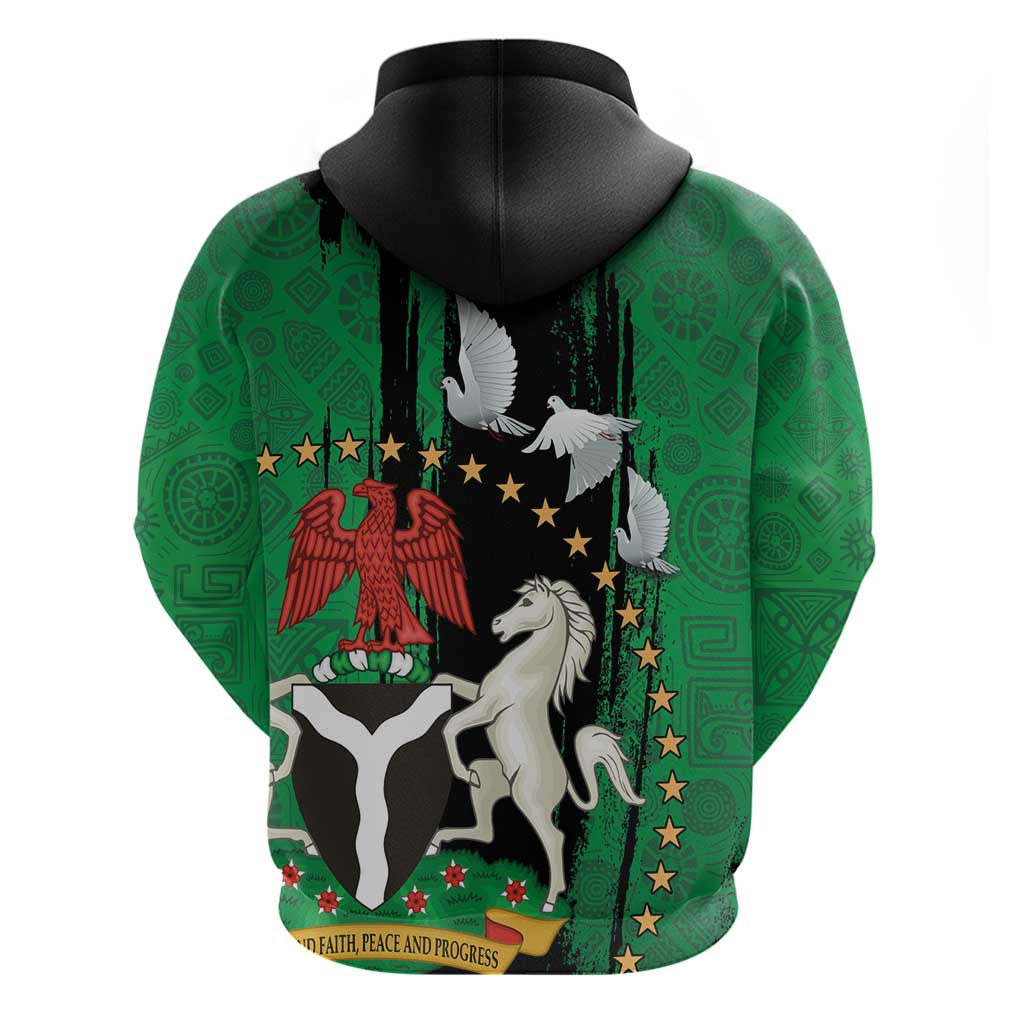 Nigeria Independence Day Hoodie National Seal with Peace Dove African Pattern LT03