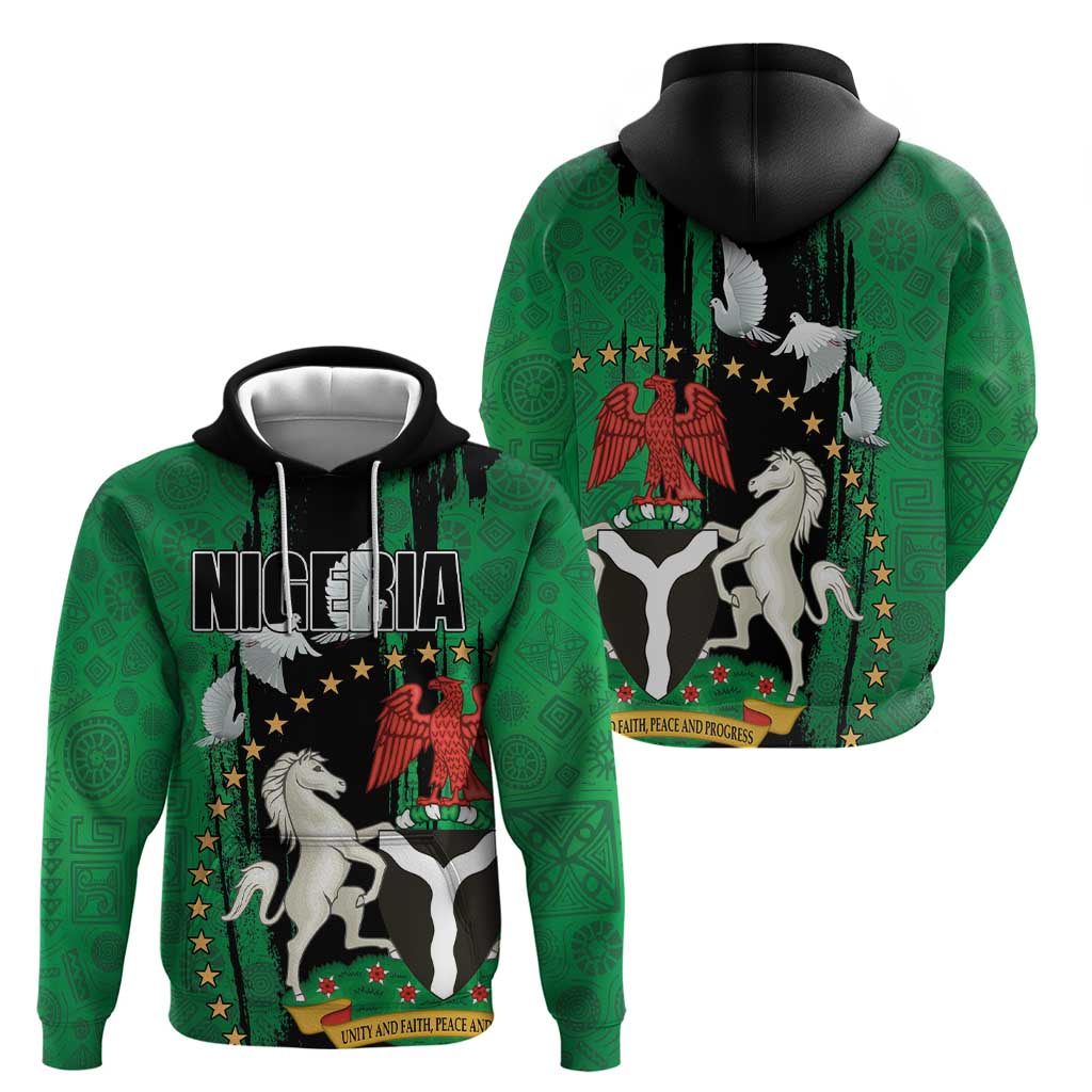 Nigeria Independence Day Hoodie National Seal with Peace Dove African Pattern LT03