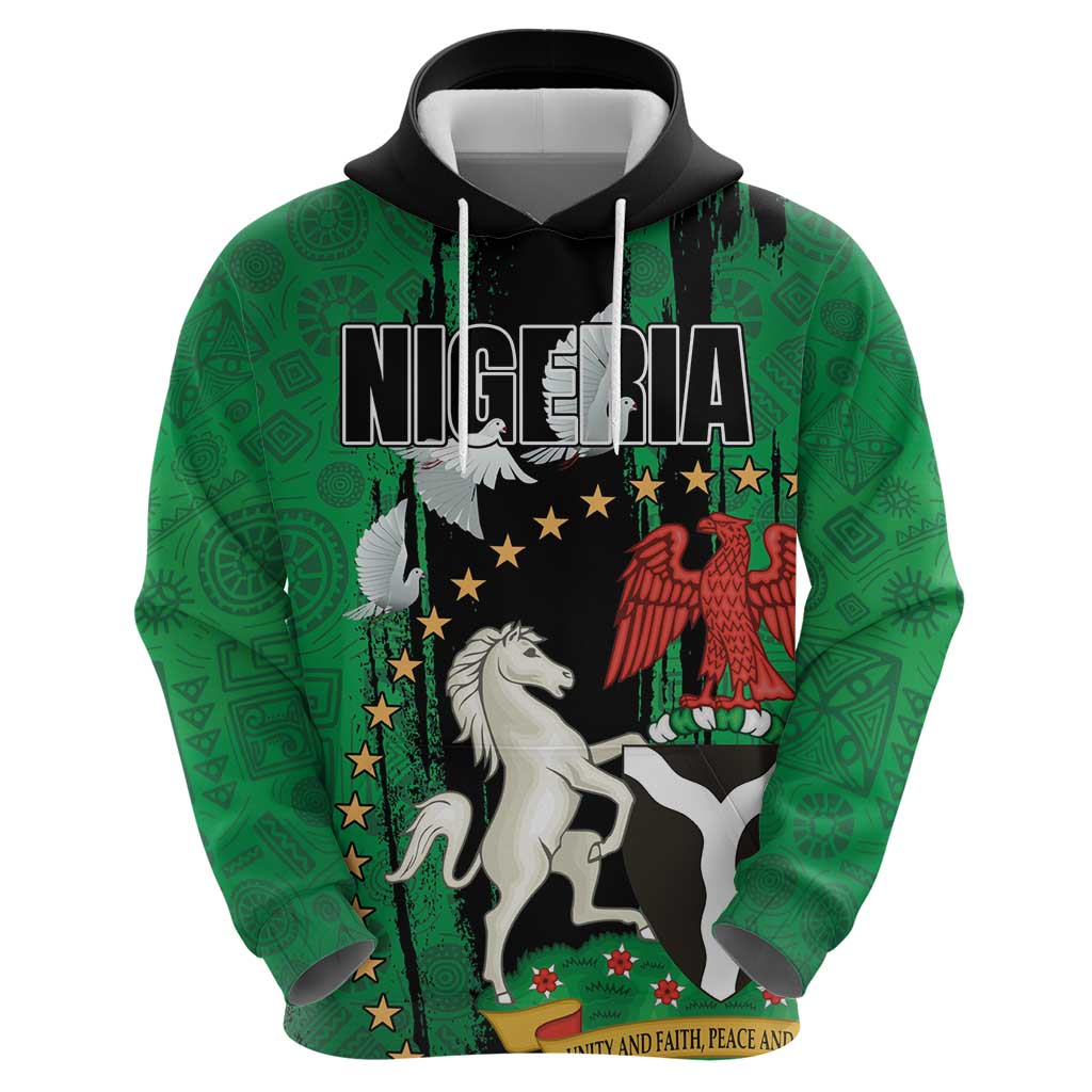 Nigeria Independence Day Hoodie National Seal with Peace Dove African Pattern LT03