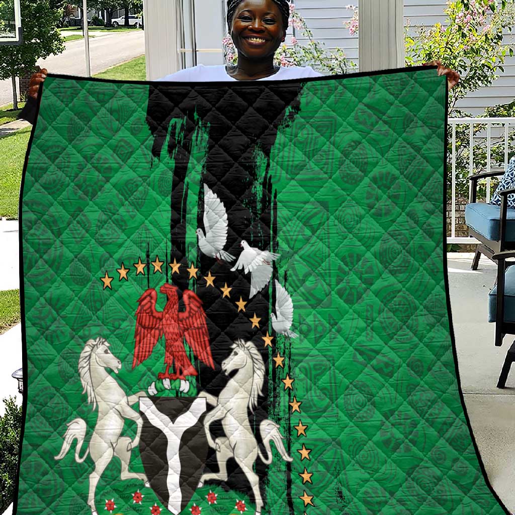 Nigeria Independence Day Quilt - National Seal with Peace Dove - African Pattern LT03