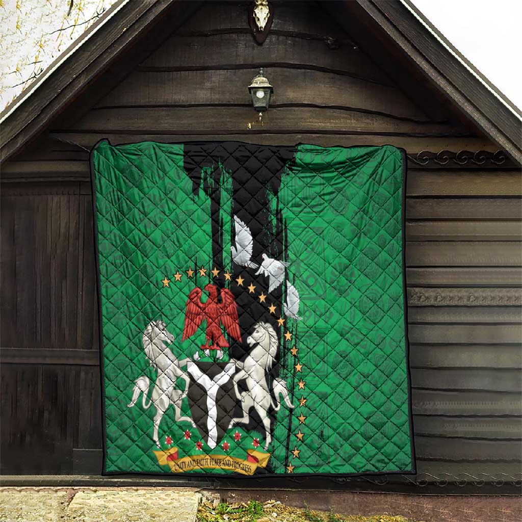 Nigeria Independence Day Quilt - National Seal with Peace Dove - African Pattern LT03