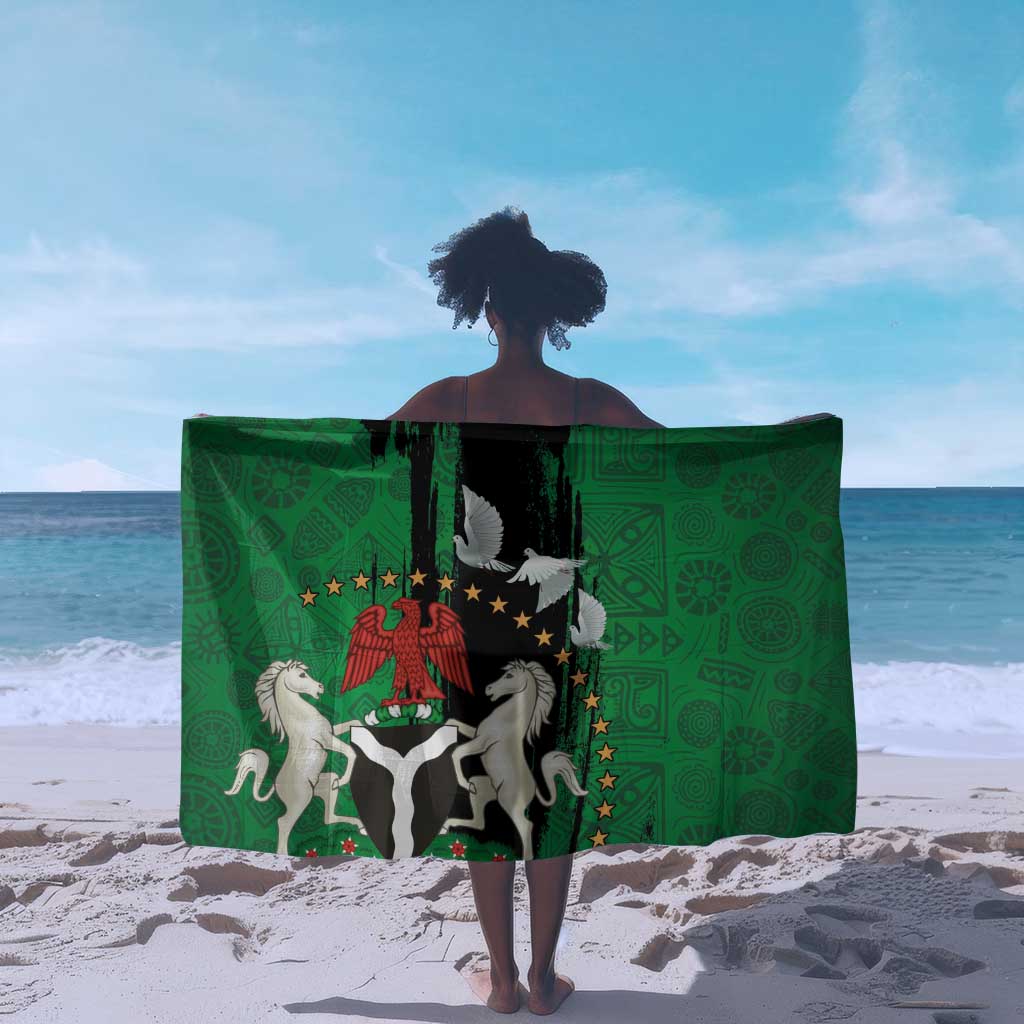 Nigeria Independence Day Sarong - National Seal with Peace Dove - African Pattern LT03