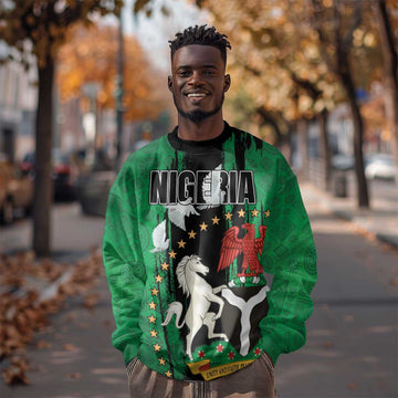 Nigeria Independence Day Sweatshirt - National Seal with Peace Dove - African Pattern LT03