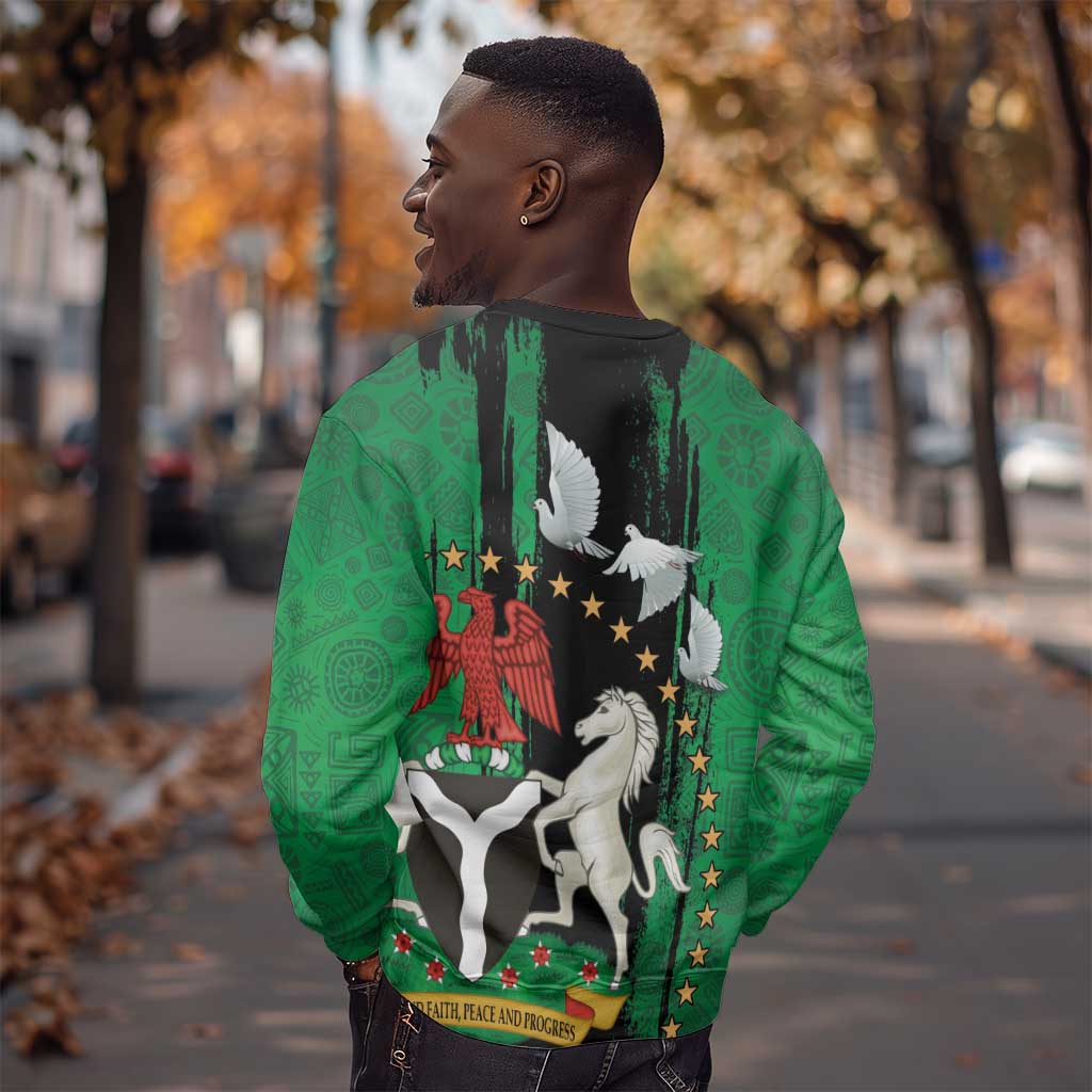 Nigeria Independence Day Sweatshirt - National Seal with Peace Dove - African Pattern LT03