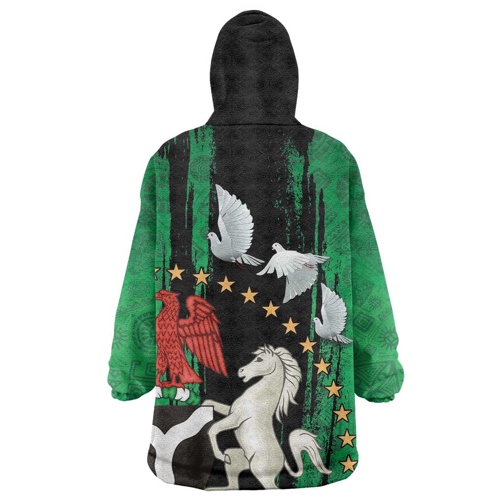 Nigeria Independence Day Wearable Blanket Hoodie - National Seal with Peace Dove - African Pattern LT03