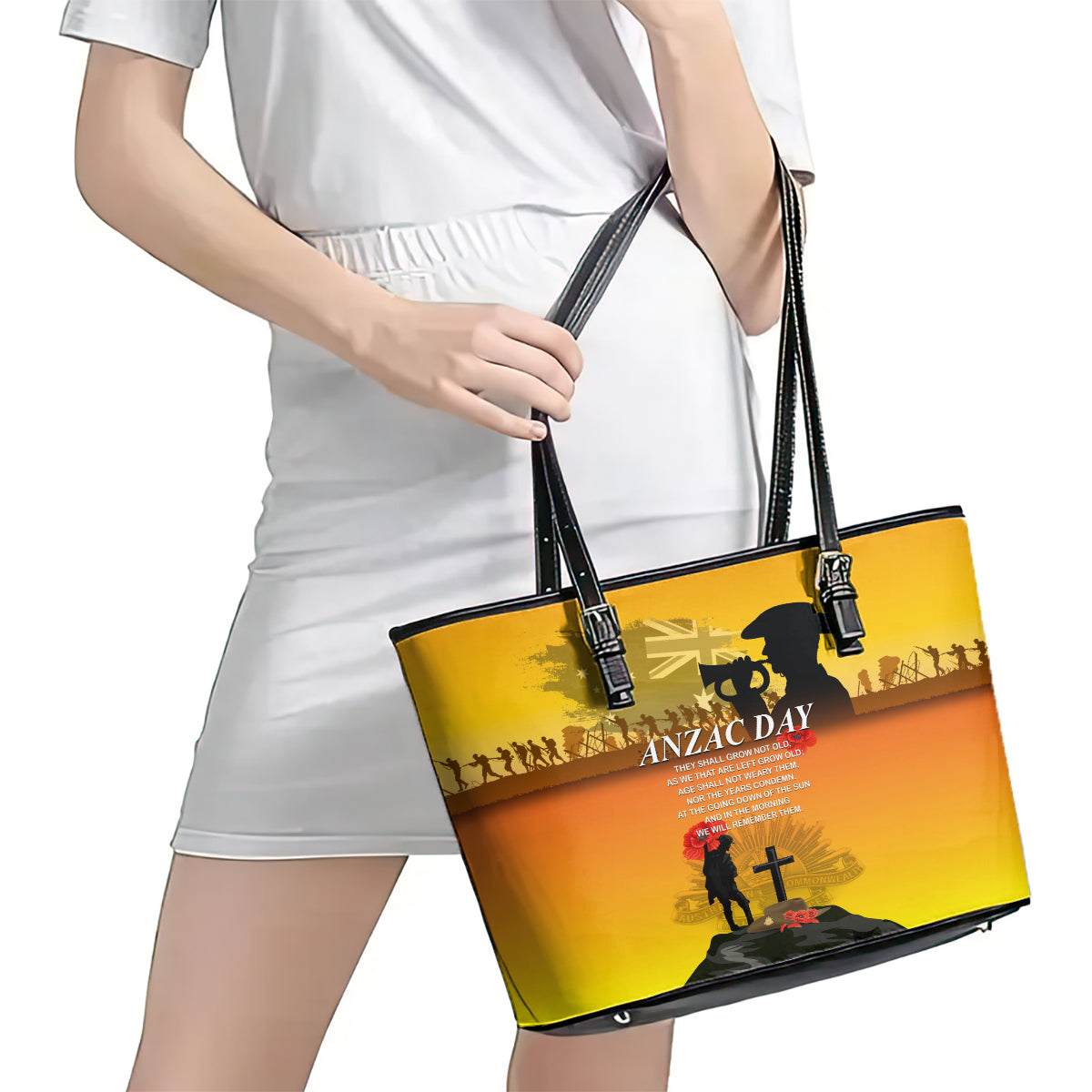Australia ANZAC Day Leather Tote Bag Gallipoli Lest We Forget LT03