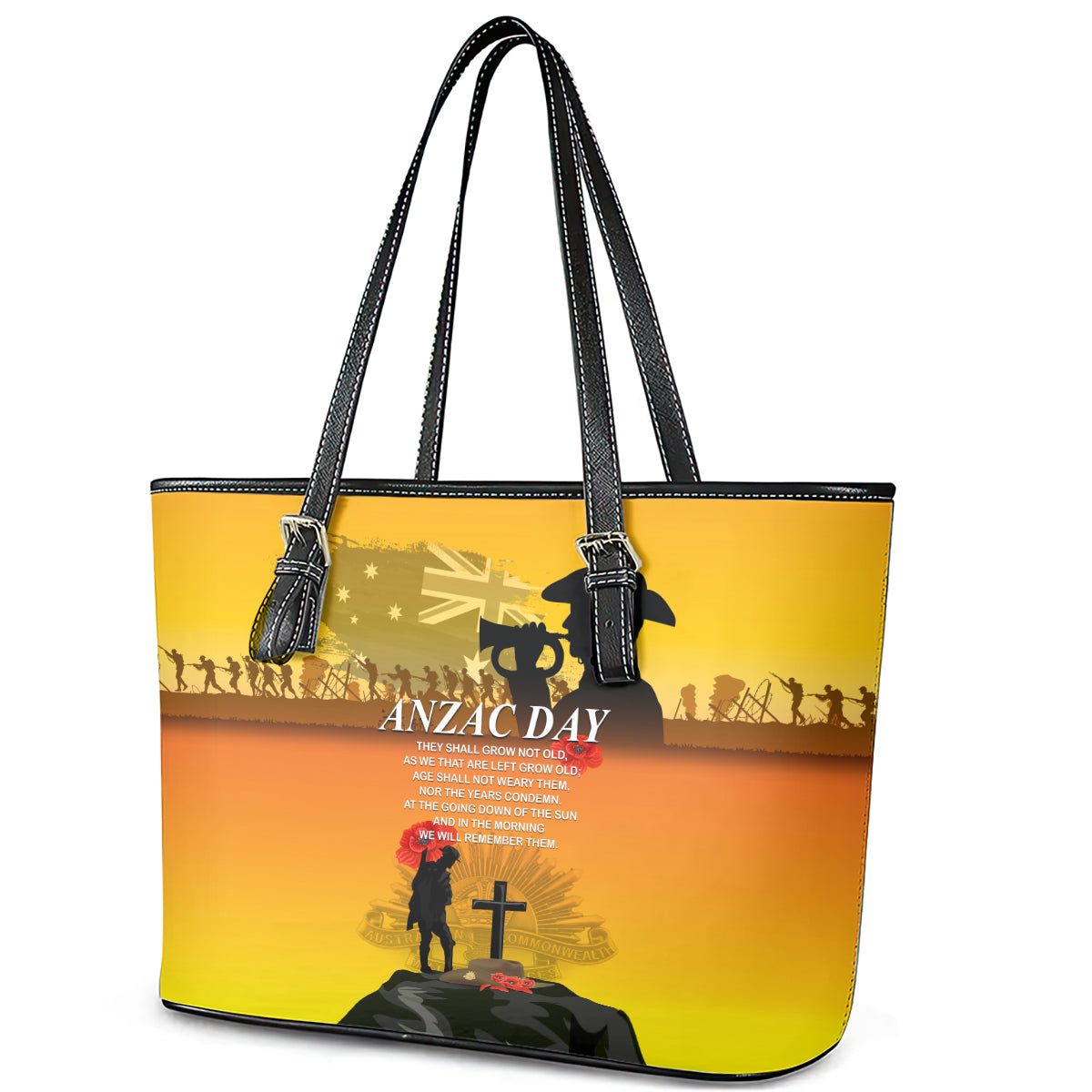 Australia ANZAC Day Leather Tote Bag Gallipoli Lest We Forget LT03