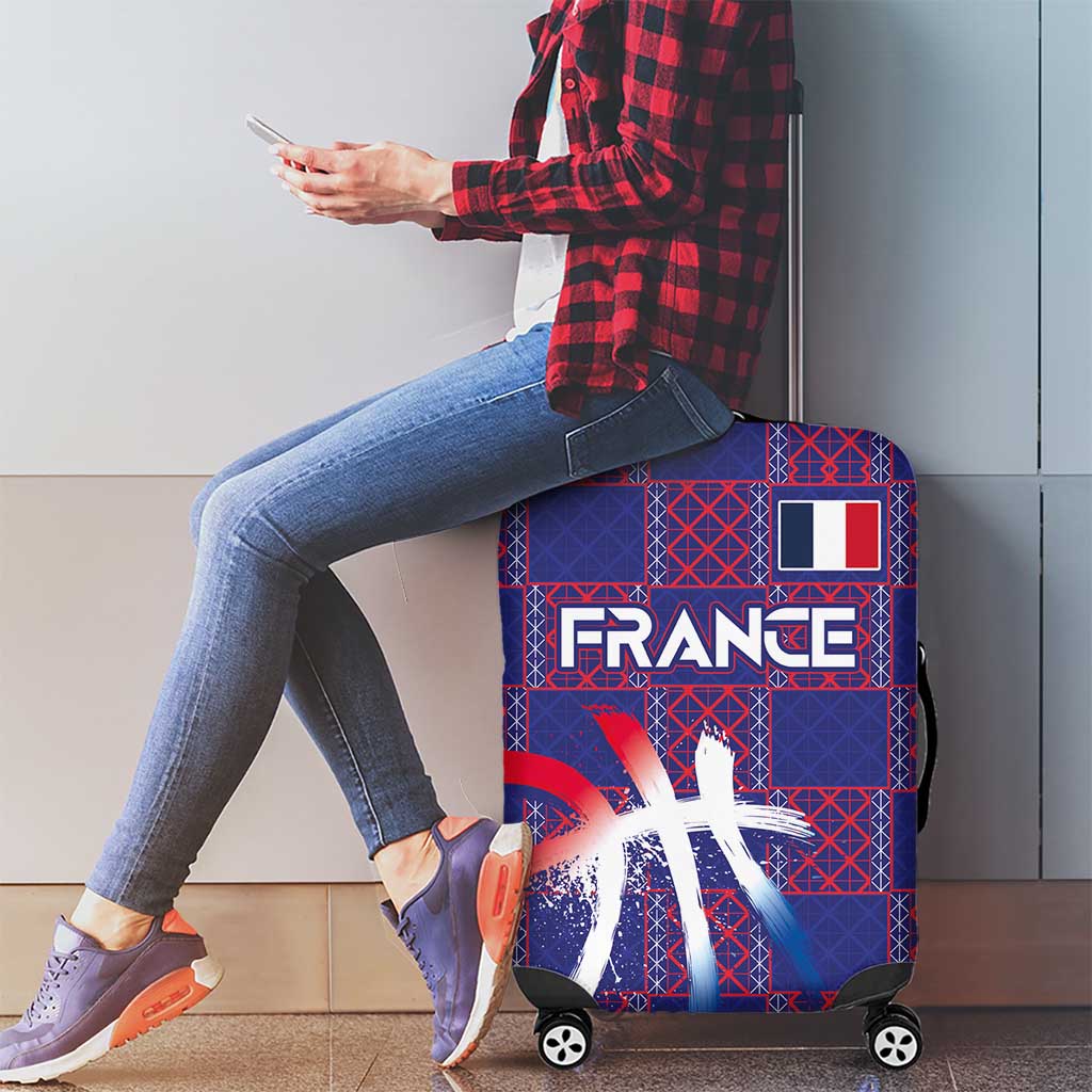 Basketball Fan Jersey French Luggage Cover Paris Architectural Heritage Checkered Style LT03