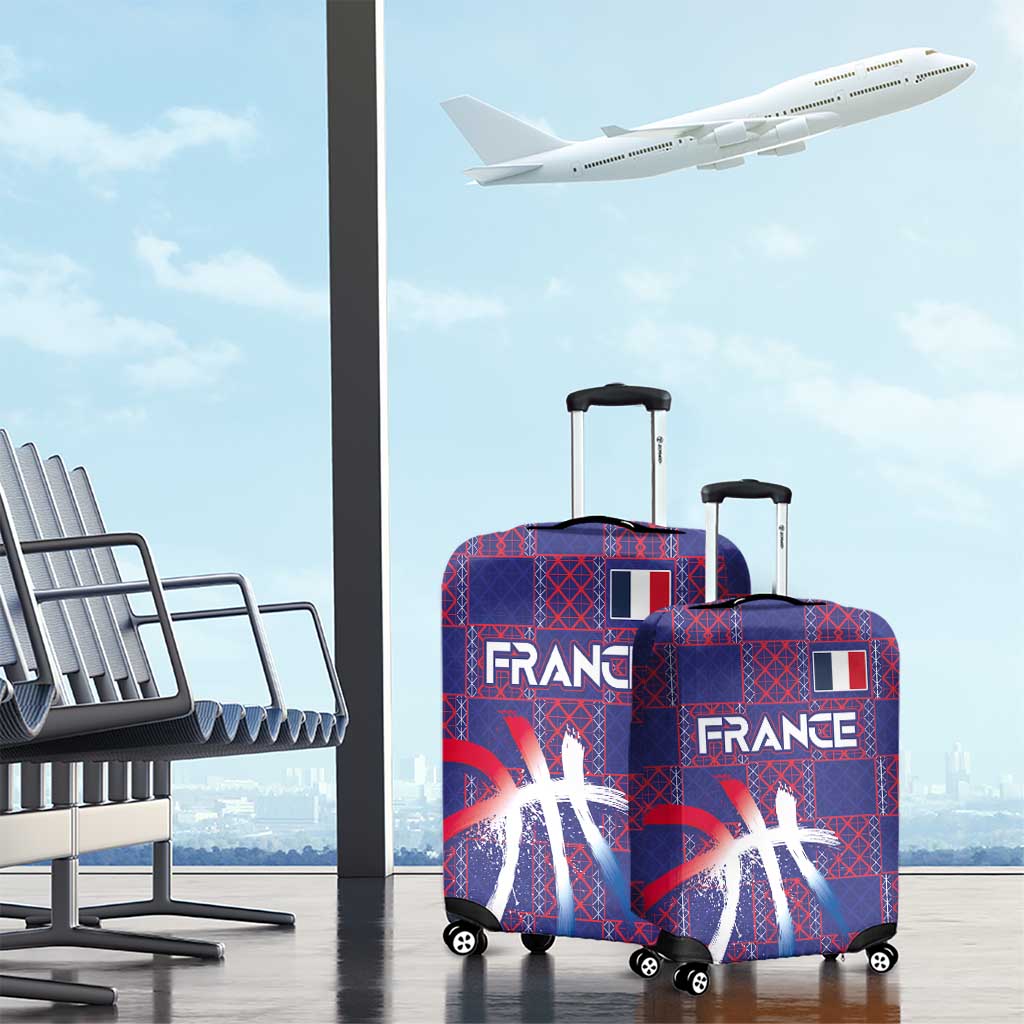 Basketball Fan Jersey French Luggage Cover Paris Architectural Heritage Checkered Style LT03