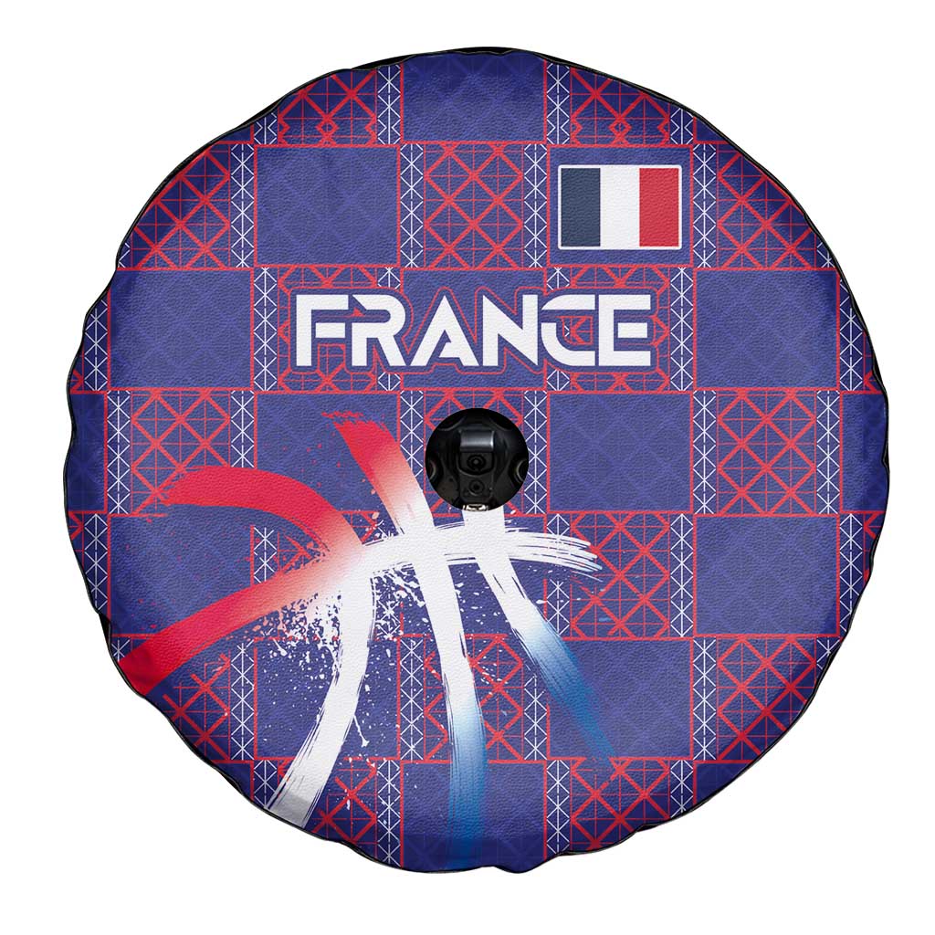 Basketball Fan Jersey French Spare Tire Cover Paris Architectural Heritage Checkered Style LT03