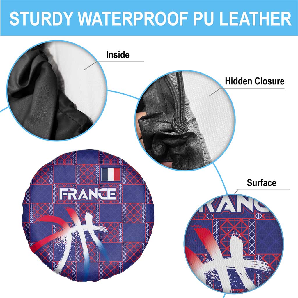 Basketball Fan Jersey French Spare Tire Cover Paris Architectural Heritage Checkered Style LT03