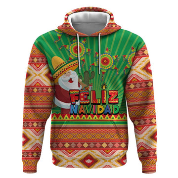 Mexico Hoodie Feliz Navidad Aztec Geometric Pattern LT03