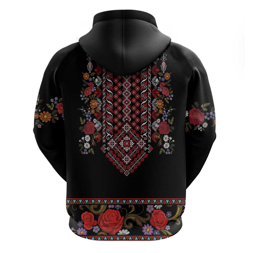Traditional Romanian Costume - Costum Popular Hoodie Traditional Romanian Motif and Folk Floral Embroidery Style LT03