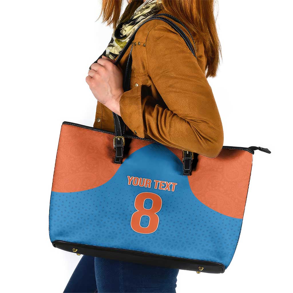 Custom India Cricket Mix Paisley Pattern Leather Tote Bag LT03