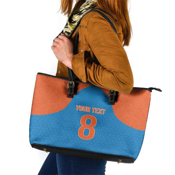 Custom India Cricket Mix Paisley Pattern Leather Tote Bag LT03