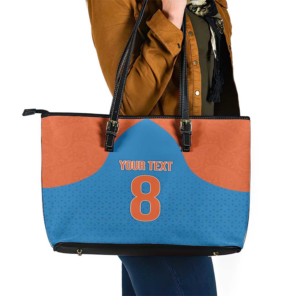 Custom India Cricket Mix Paisley Pattern Leather Tote Bag LT03