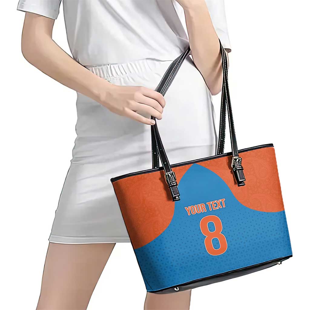 Custom India Cricket Mix Paisley Pattern Leather Tote Bag LT03