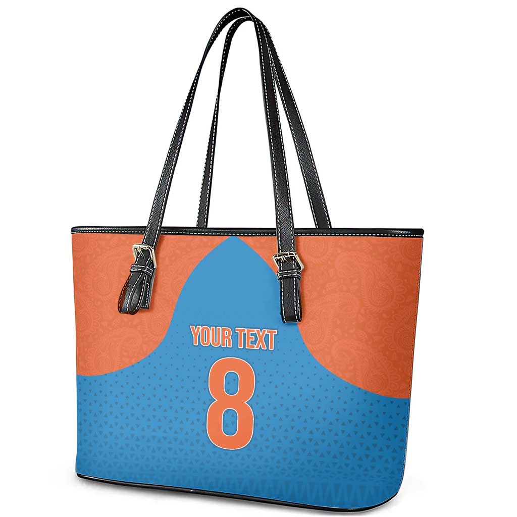 Custom India Cricket Mix Paisley Pattern Leather Tote Bag LT03