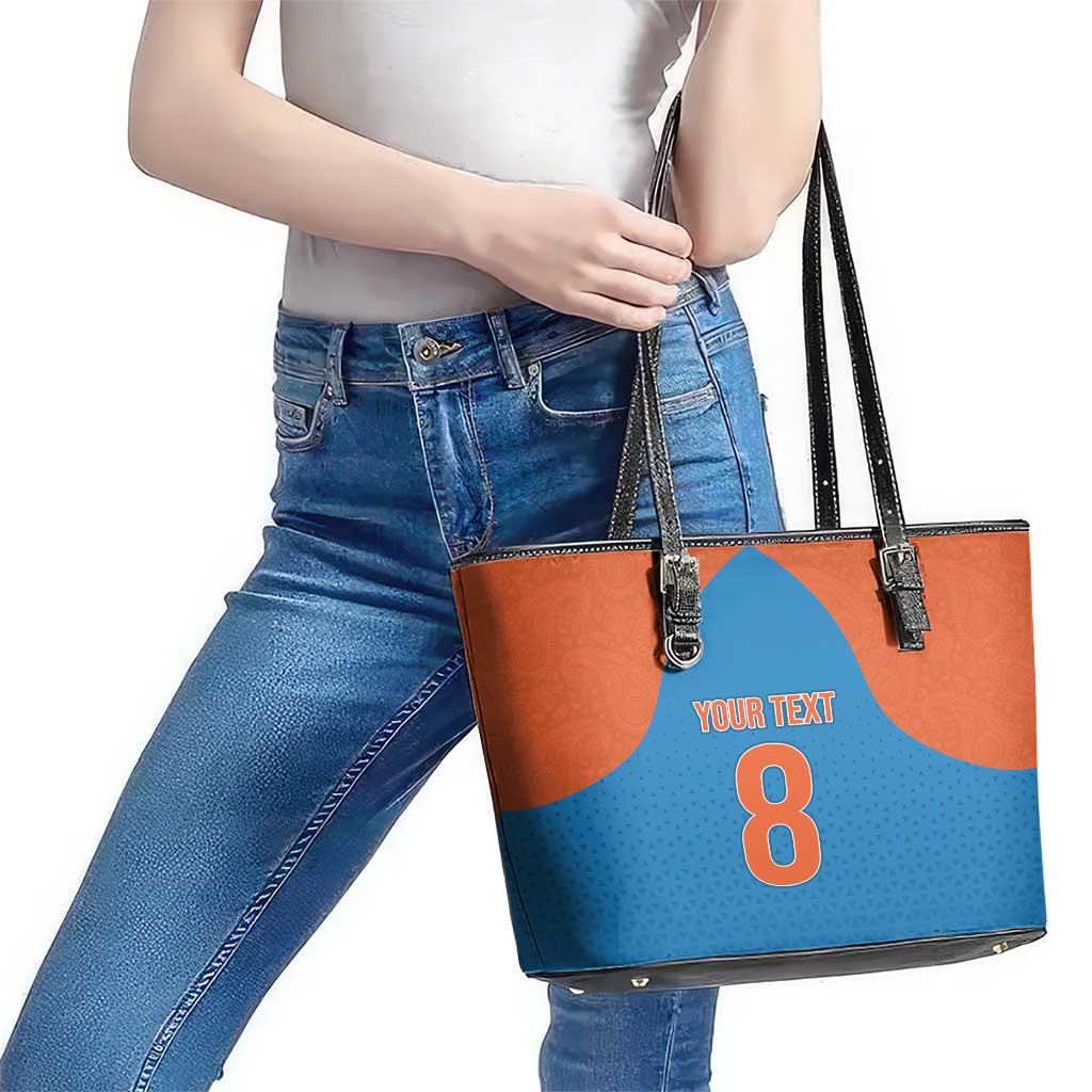 Custom India Cricket Mix Paisley Pattern Leather Tote Bag LT03
