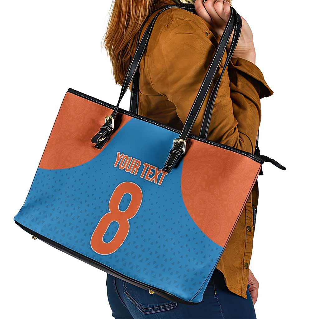Custom India Cricket Mix Paisley Pattern Leather Tote Bag LT03