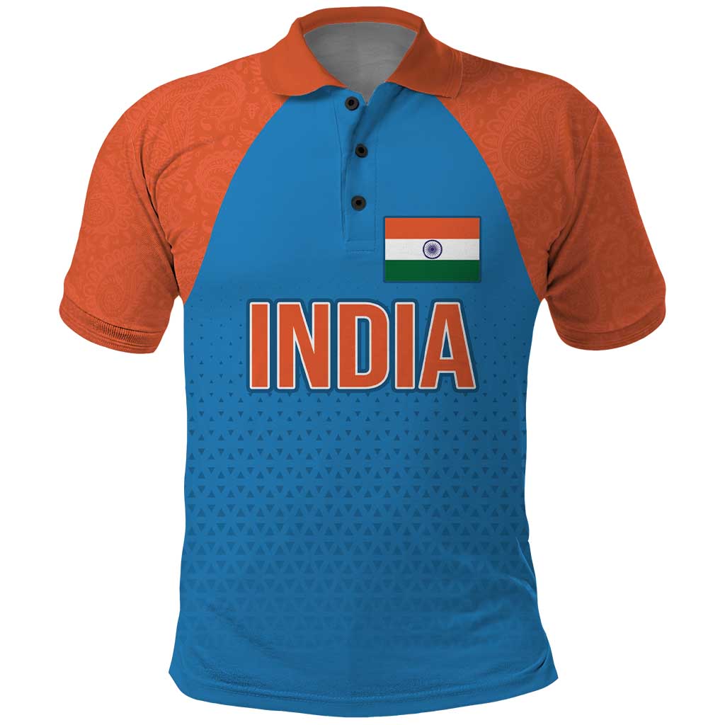 Custom India Cricket Mix Paisley Pattern Polo Shirt LT03