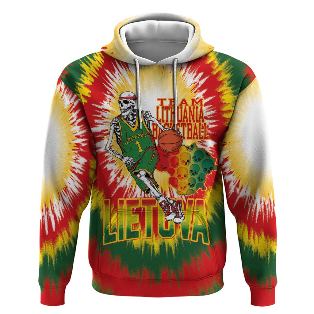Custom Lithuania Basketball Hoodie Champions Skeleton of The Baltic Tie Dye Style LT03